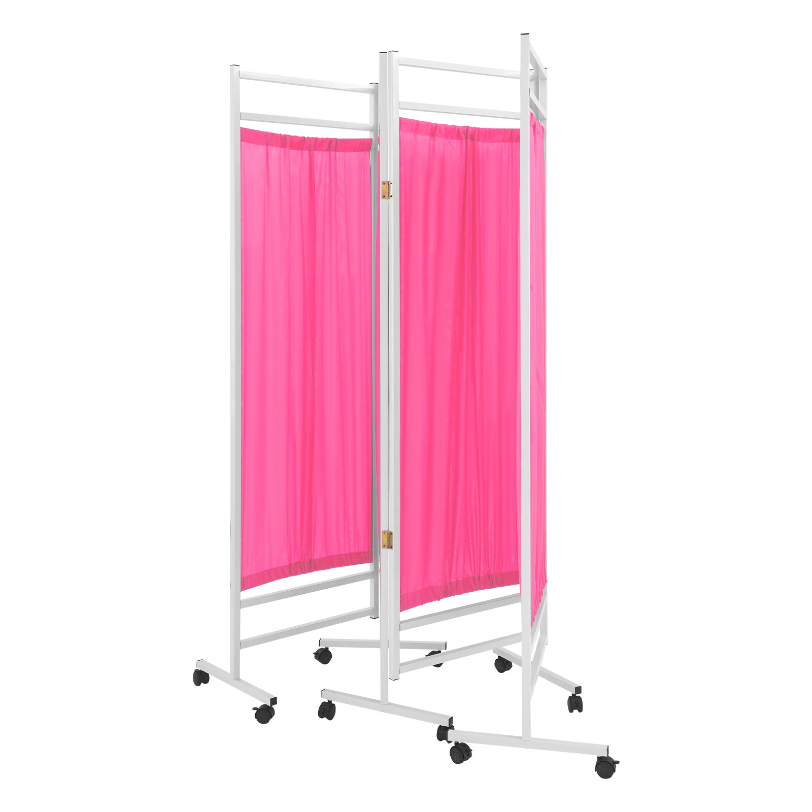 4 Panels Foldable Medical Room Divider Portable Medical Privacy Screen Pink