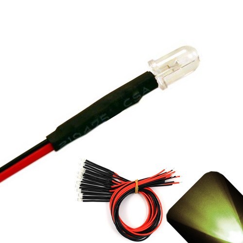 5 x Pre wired 12v 5mm Warm Soft White LEDs Prewired 12 volt LED PC 13v 14v 15v
