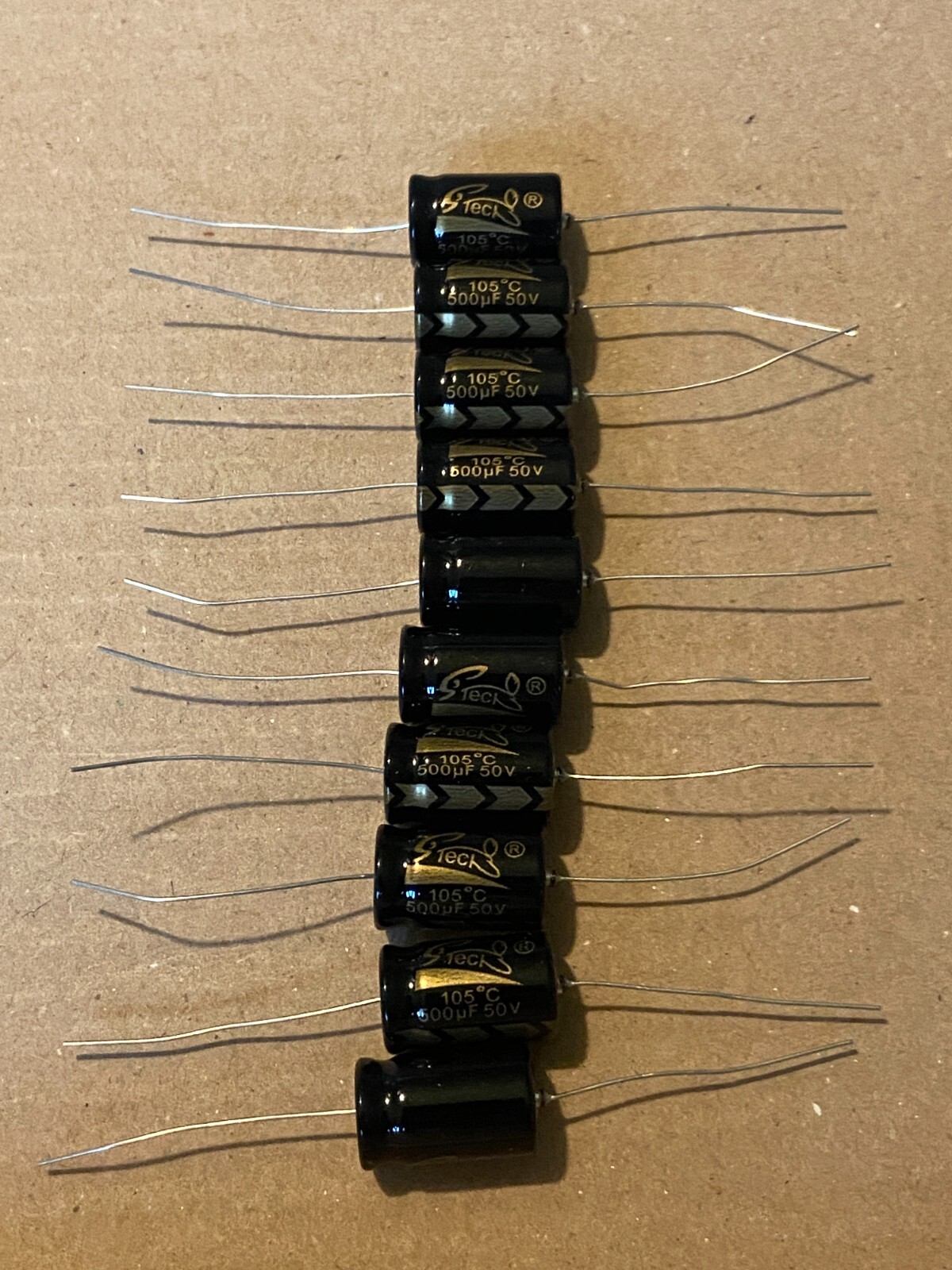 10pc Electrolytic Capacitor Axial 2000hr +105℃ 500uF 50V φ13x21mm Supertech