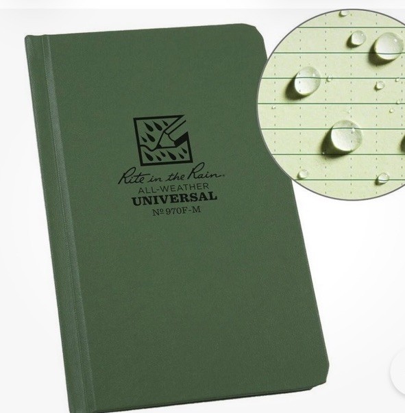 Rite in the Rain Weatherproof Soft Cover Field Notebook 4.75×7.5” Green No 980