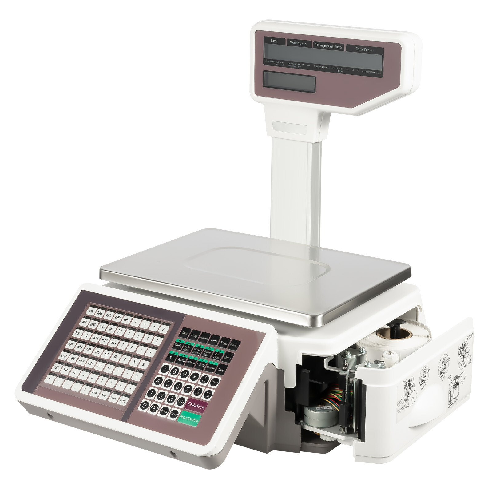 New Commercial Digital Price Computing Scale 66Lbs with Label Barcode Printer