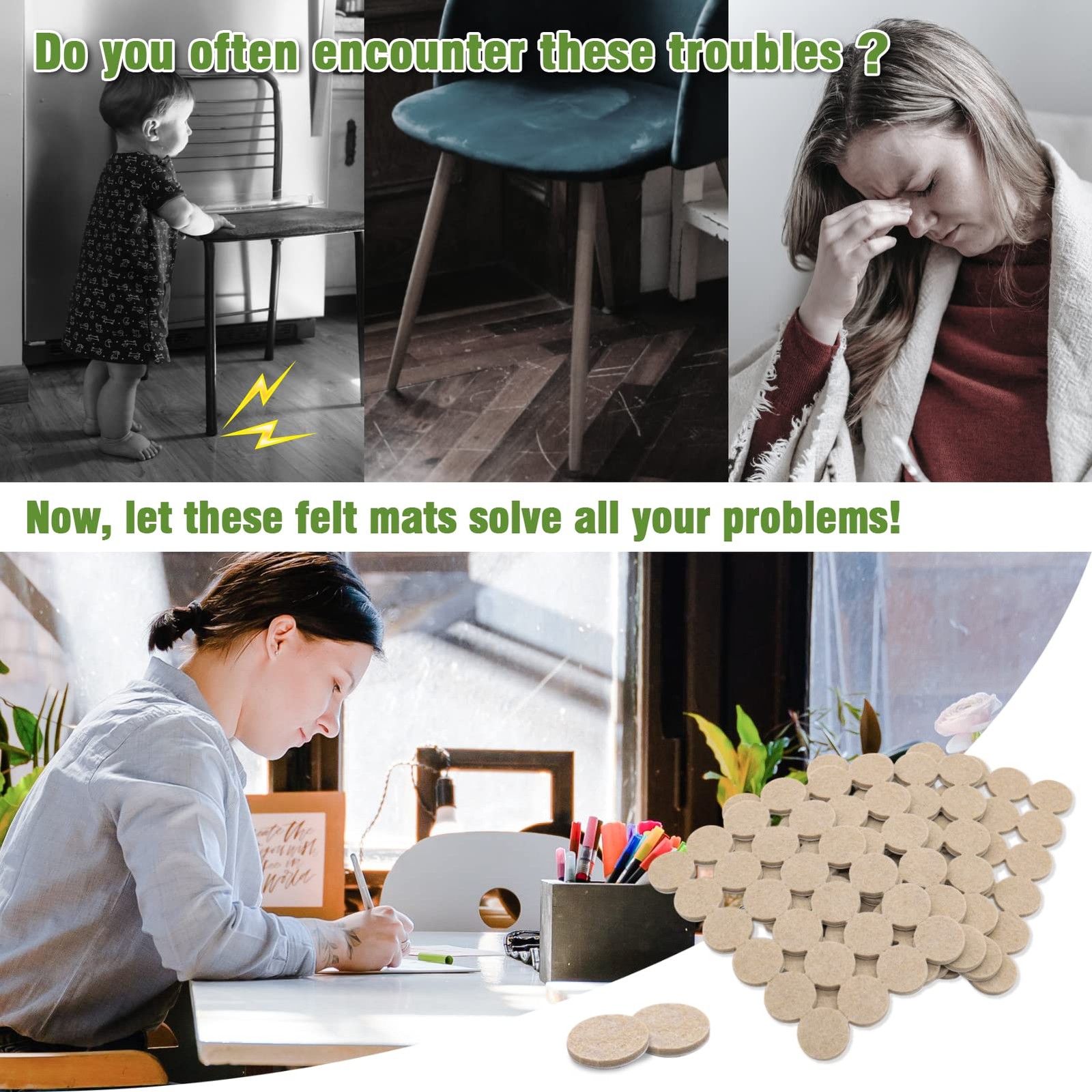 COVERCORNER Felt Furniture Pads for Hardwood 96PCS 1 inch Round Beige, Beige