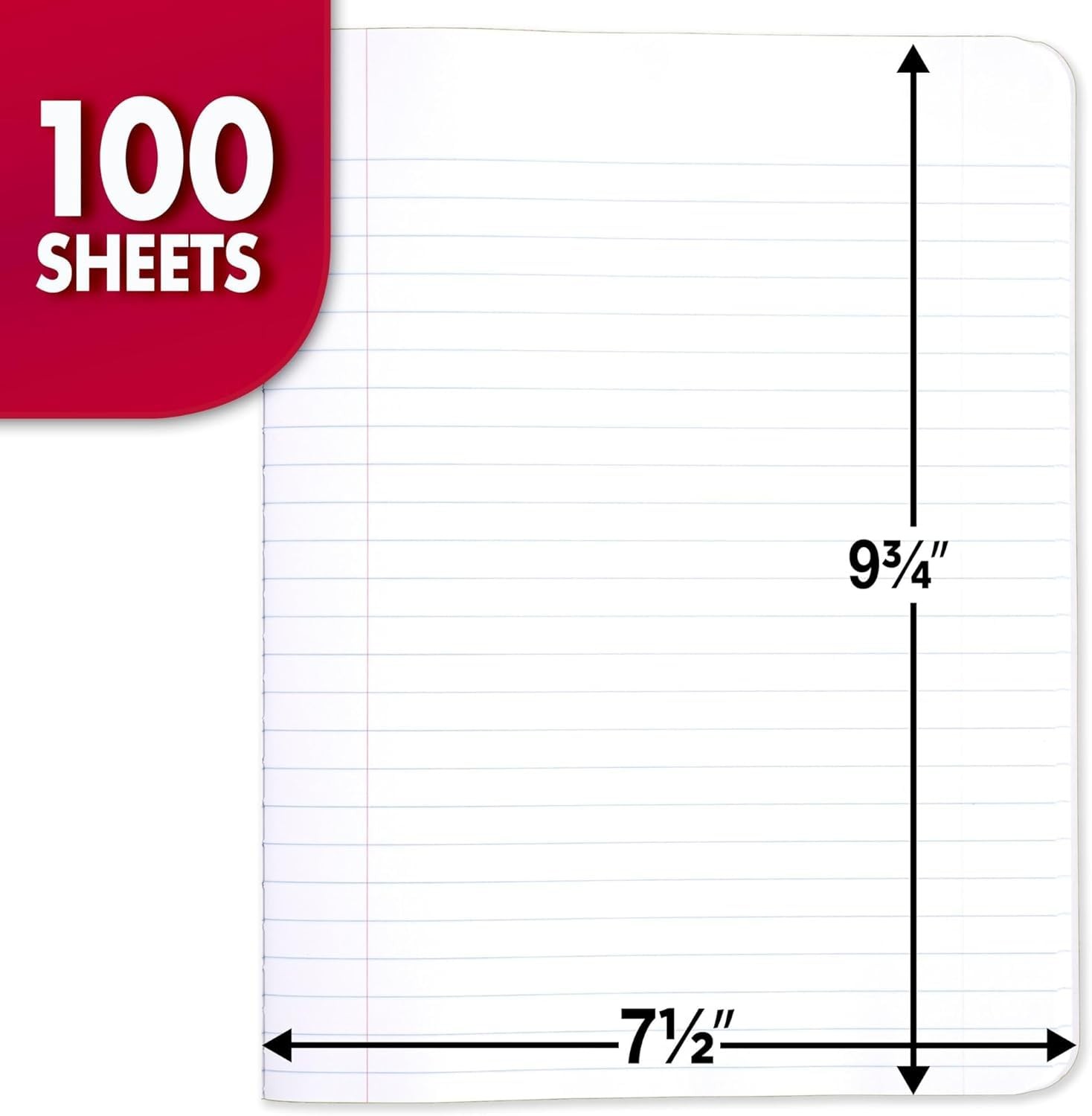 Mead Composition Notebook, Wide Ruled Paper, 7.5″ x 9.75″, Pack of 1, Black
