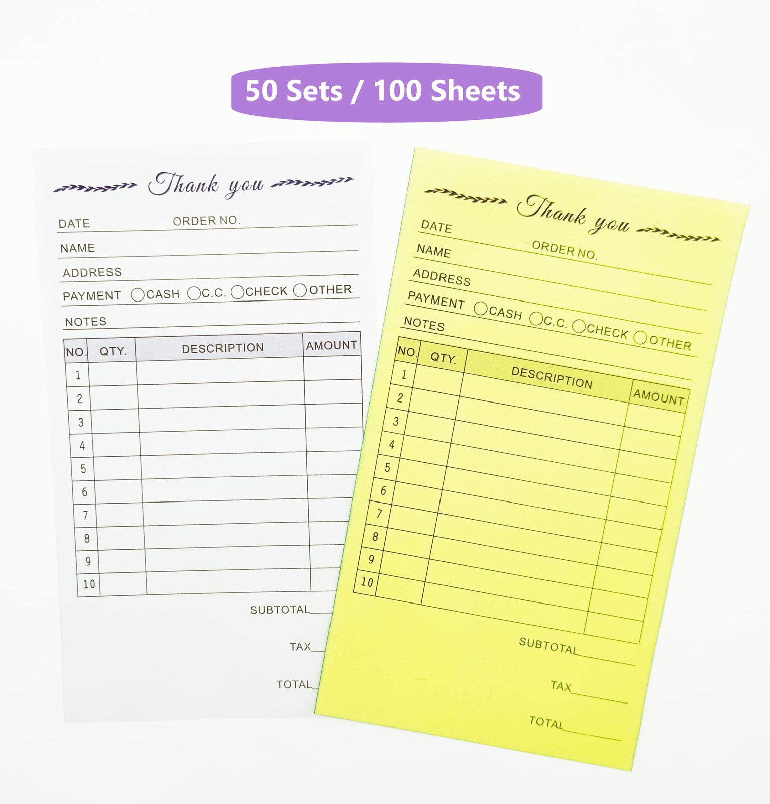 Thank You Receipt Book for Small Businesses 4×7 inches inches, Purple