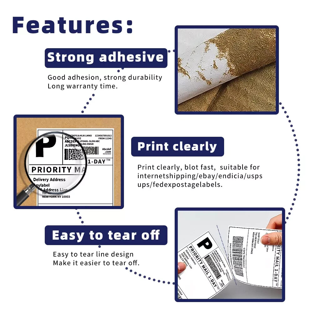 4×6 Fanfold Direct Thermal Shipping Labels for Zebra & Rollo Printer