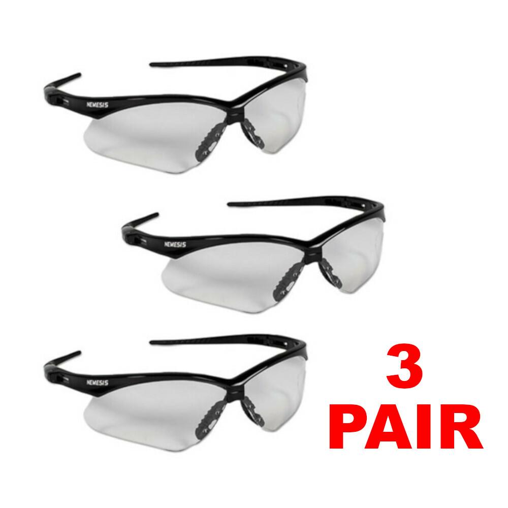 Kleenguard Nemesis 25676 Clear Lens Black Frame Safety Glasses (3 PAIR)