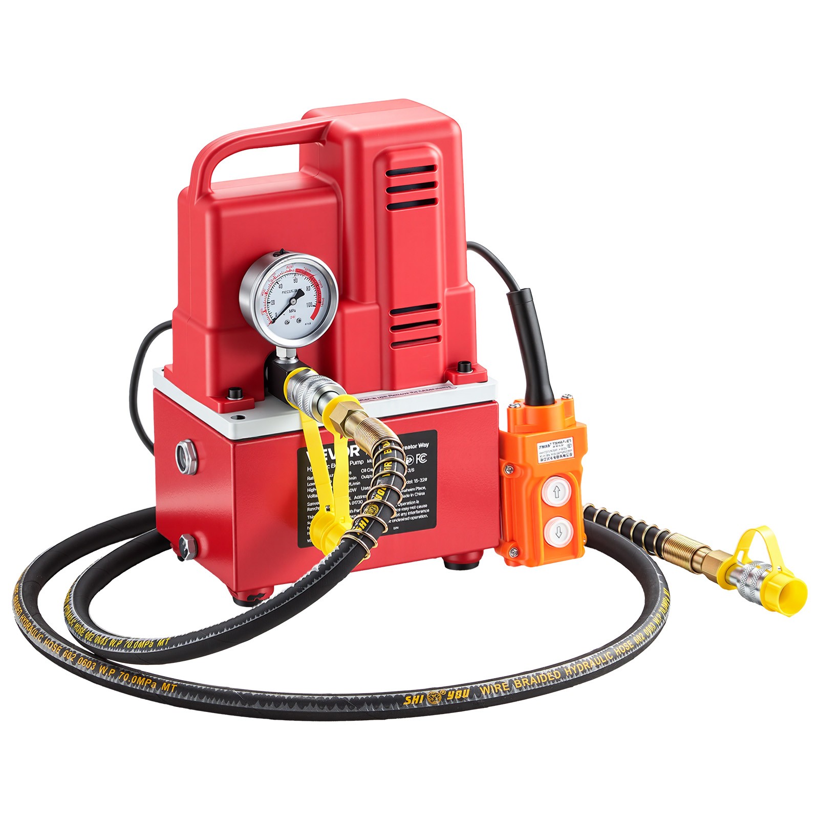 VEVOR Electric Hydraulic Pump 750W 10000 PSI Single Acting Pump Solenoid Valve