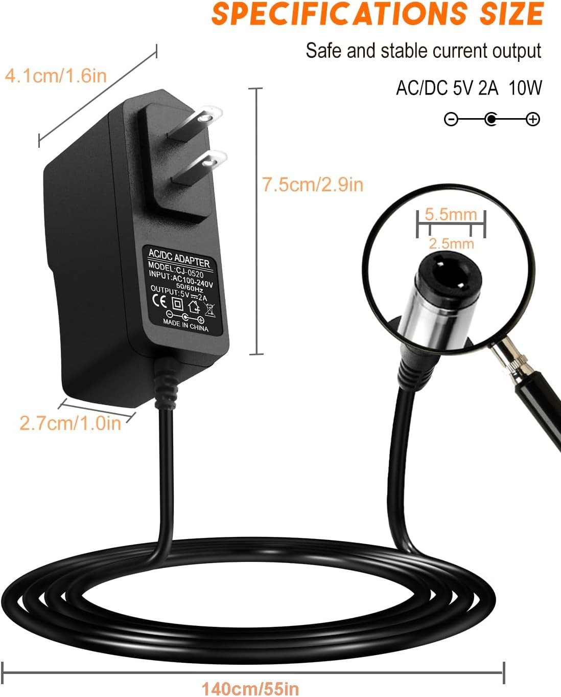 5V 2A AC Adapters Power Adapter Charger DC Supply for Black