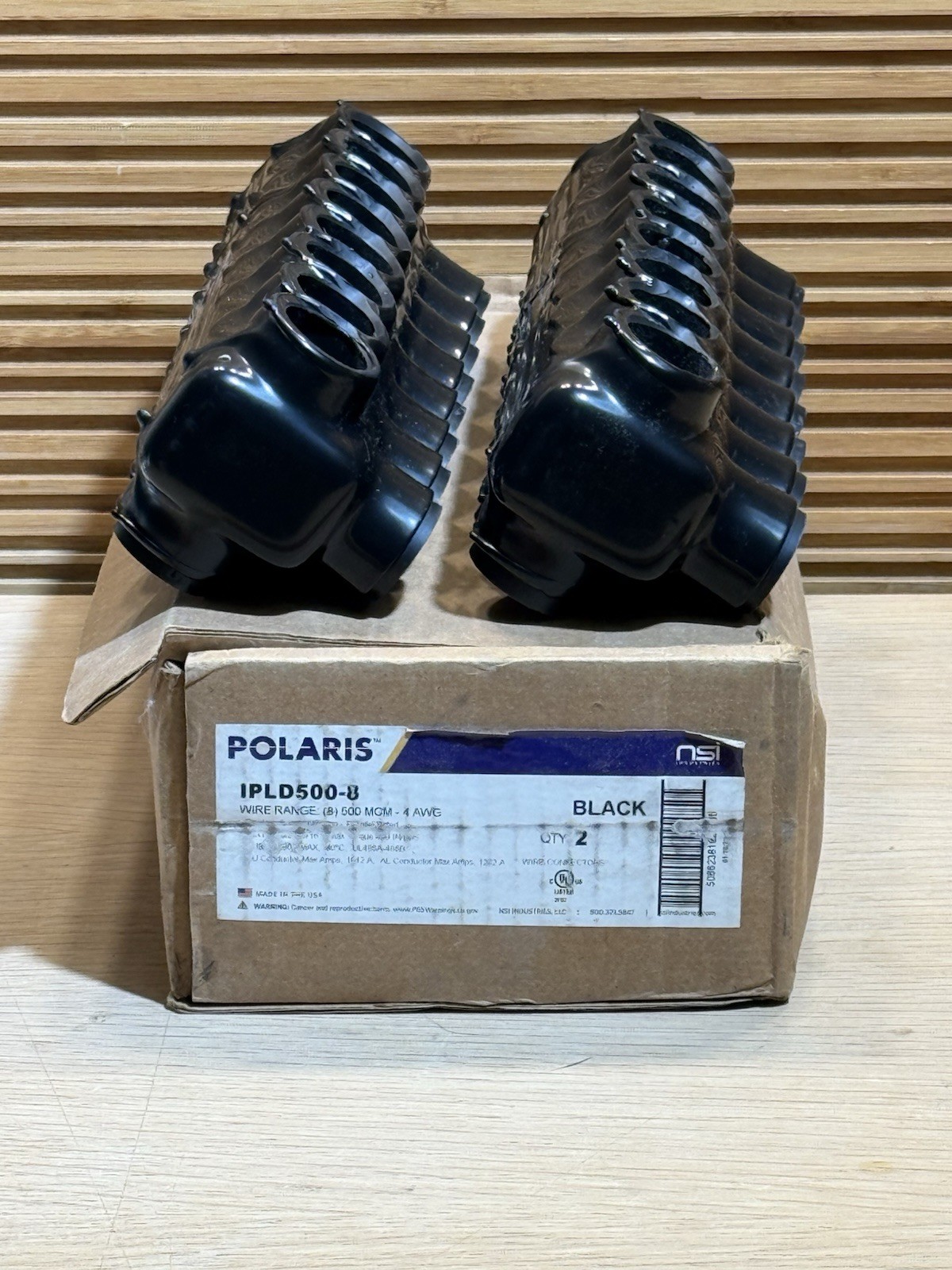 2 Pack – POLARIS IPLD500-8B Multitap Connector ,PVC,4 AWG,500 kcmil New Open Box