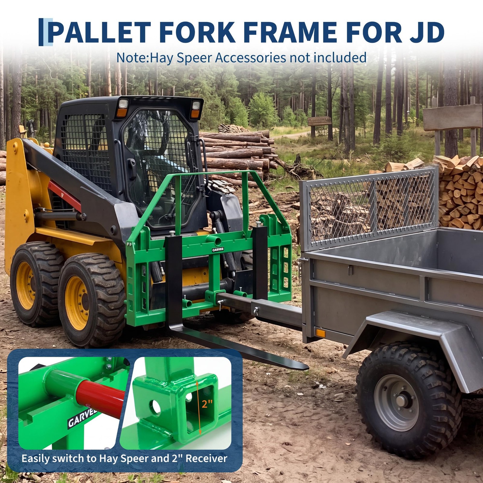 4000 LBS Pallet Fork Frame w/48″ Fork Blades JD Tractors 49″ Skid Steer Pallet