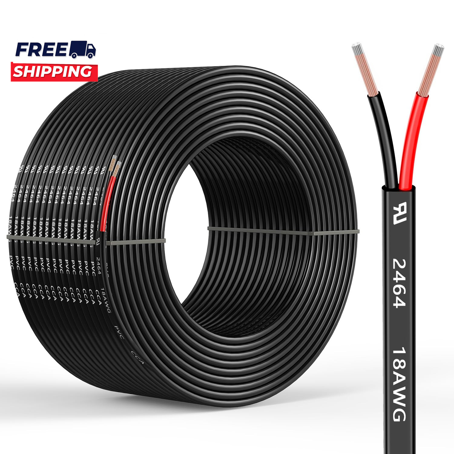 18 Gauge 2 Conductors 30FT Electrical Wire Flexible Low Voltage PVC Copper