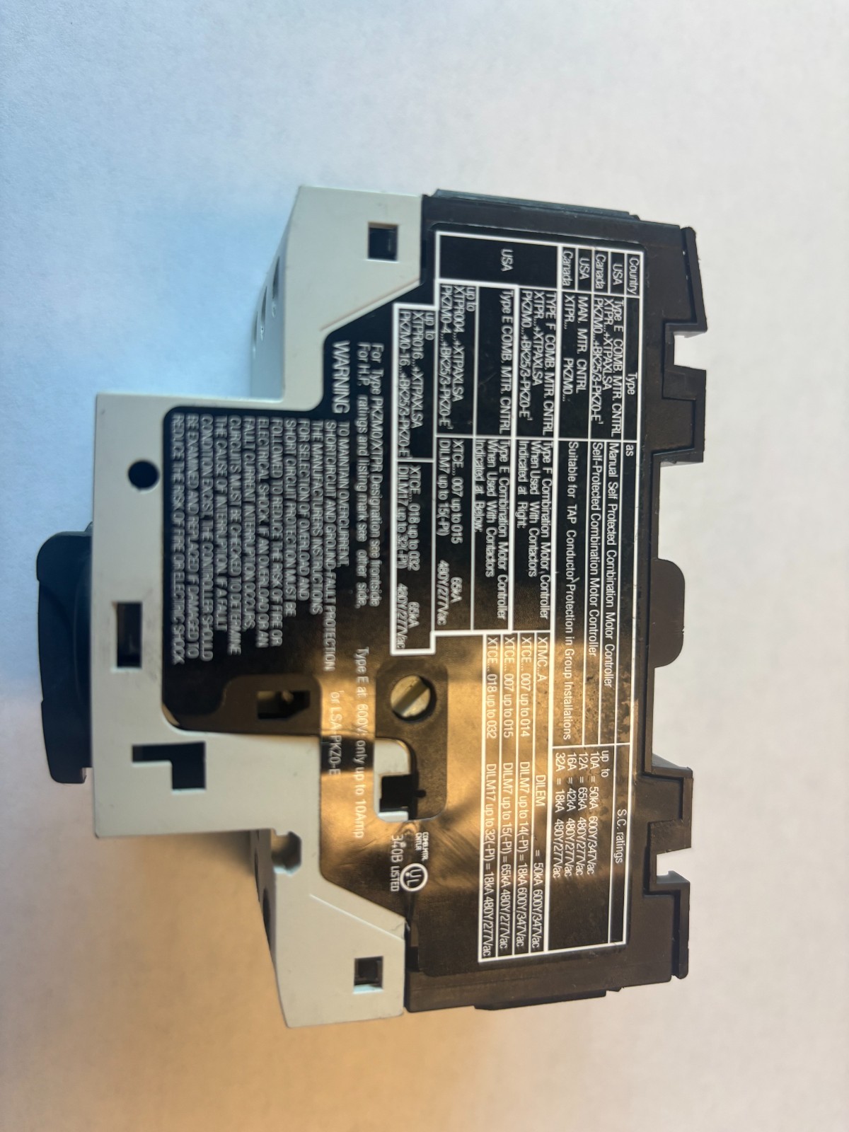 Eaton PKZM0-12 XTPR012BC1 Manual Motor Starter, Open Toggle, 12A IEC