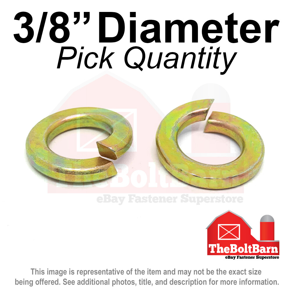 3/8″ Alloy Split Ring Lock Washers Alloy Steel Grade 8 Zinc Yellow (Pick Qty)