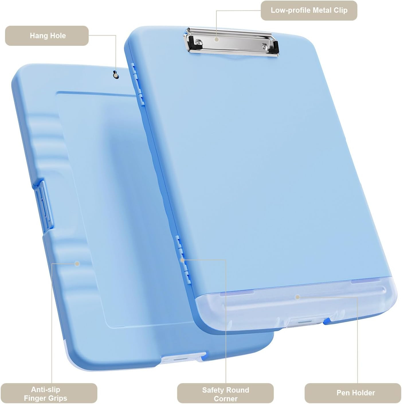 Dark Blue Clipboard with Storage & Pen Holder, 8.5×11, for Nurses & Teachers