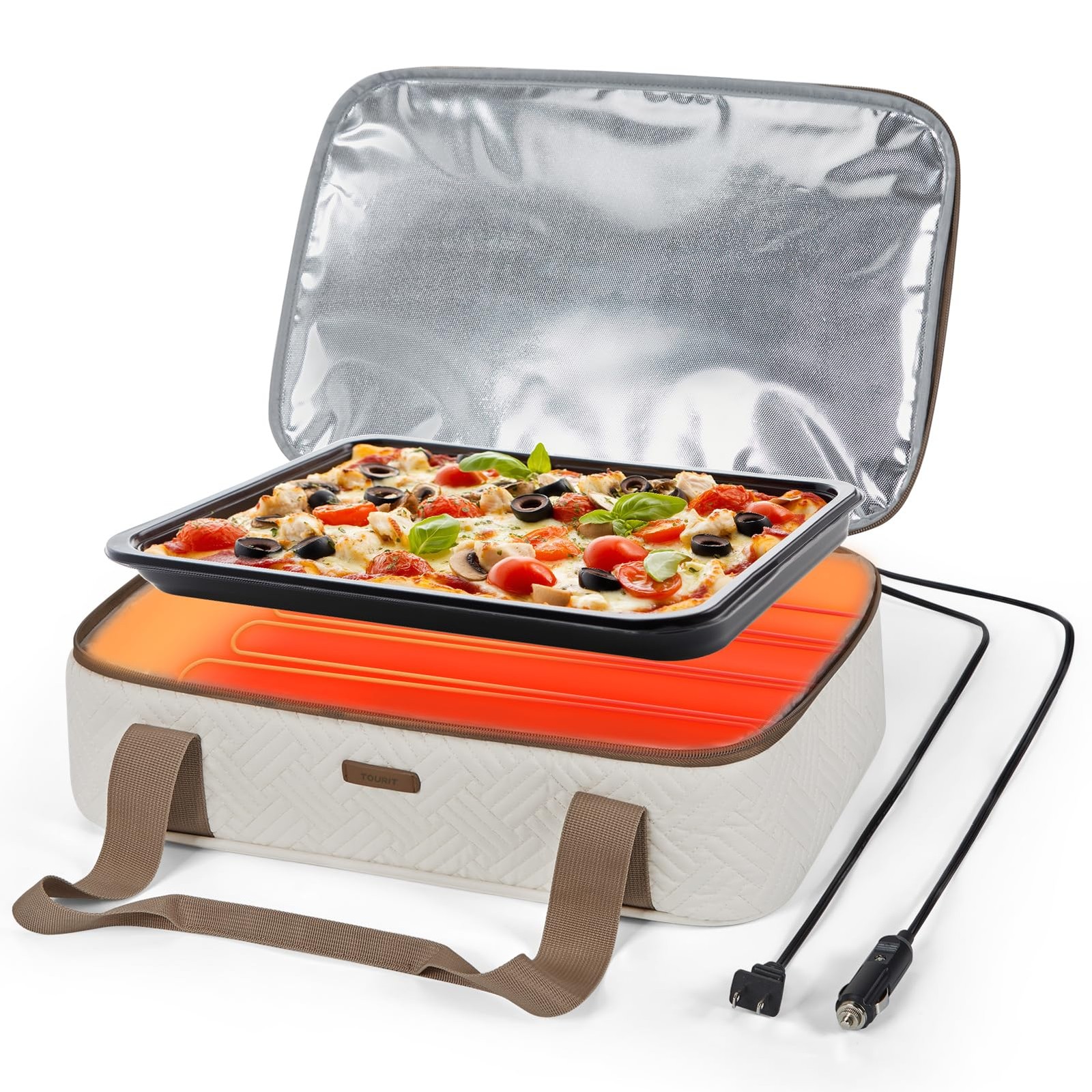 TOURIT Food Warmer Heated Standard Heater 16.93 x 11.02 x 4.72inch, Beige