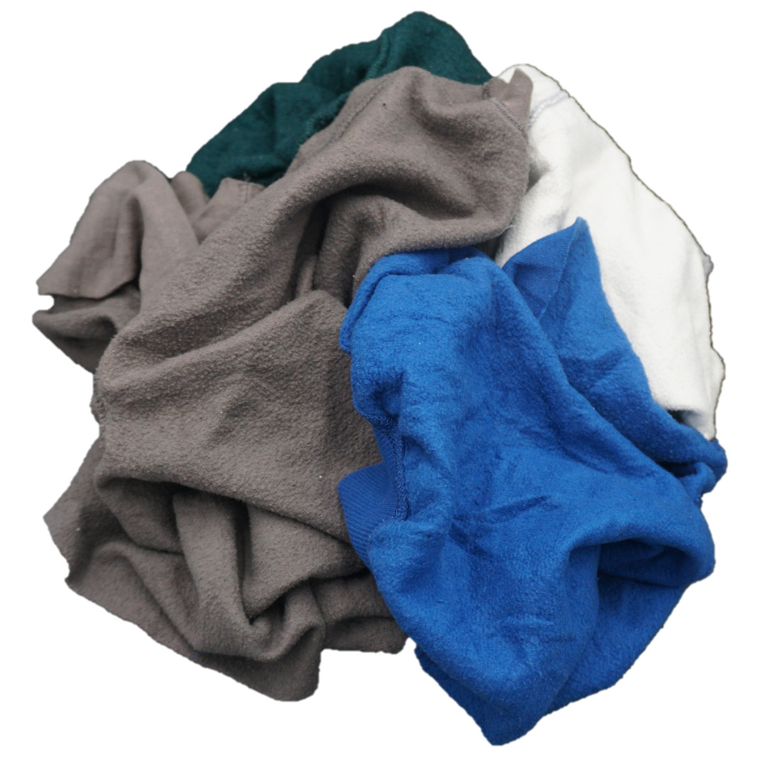 FULL SKID 10 LB Compressed Bag of Colored Cotton Sweatshirt Rags – 1,000 LB/skid