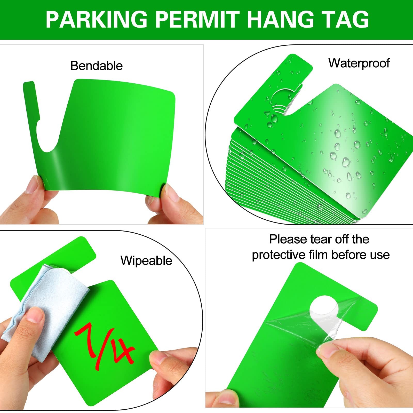 Vicenpal 100 Pack Blank Parking Permit Hang Tag Parking Placards Hang Tag 3 x…