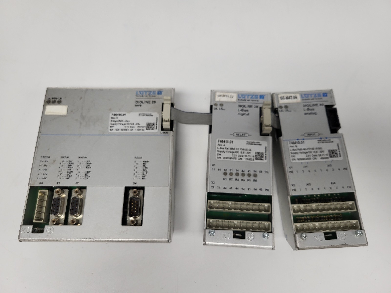 Lutze MVB Bus Interface, Digital and Analog I/O Modules for Dioline 20
