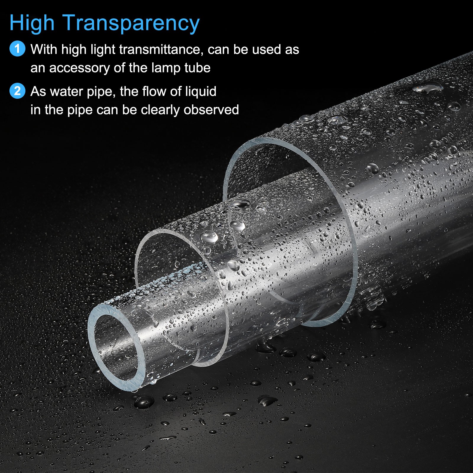 4pcs Acrylic Pipe Clear Rigid Round Tube 6mm ID 8mm OD 14″