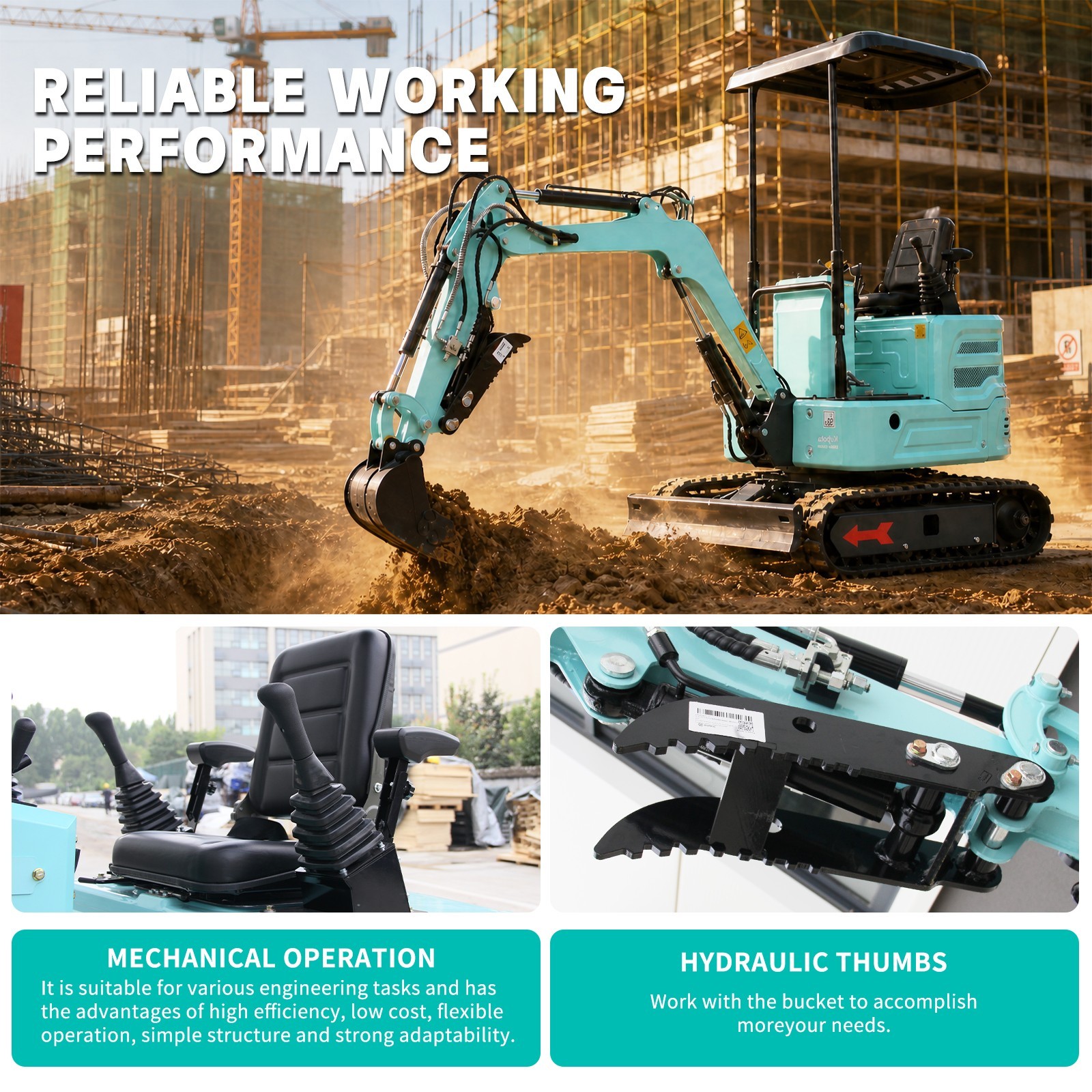 1.4 Ton Mini Excavator KUBOTA Diesel Digger Pilot System Hydraulic USA STOCK