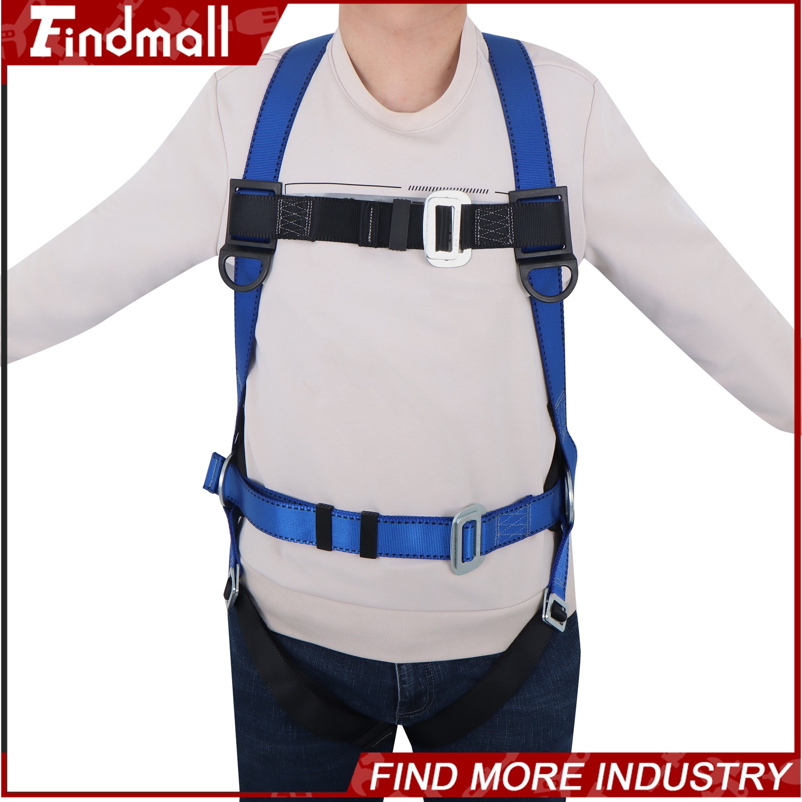 Findmall Full Body Roofing Harness Fall Protection Kit W/Shock Absorbing Lanyard