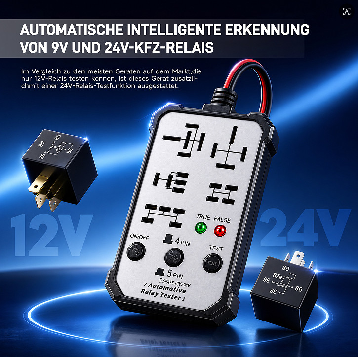 2026 Upgraded Relay Tester 12V 24V 4/5 Pin Car Diagnostic Tool LED Indicator
