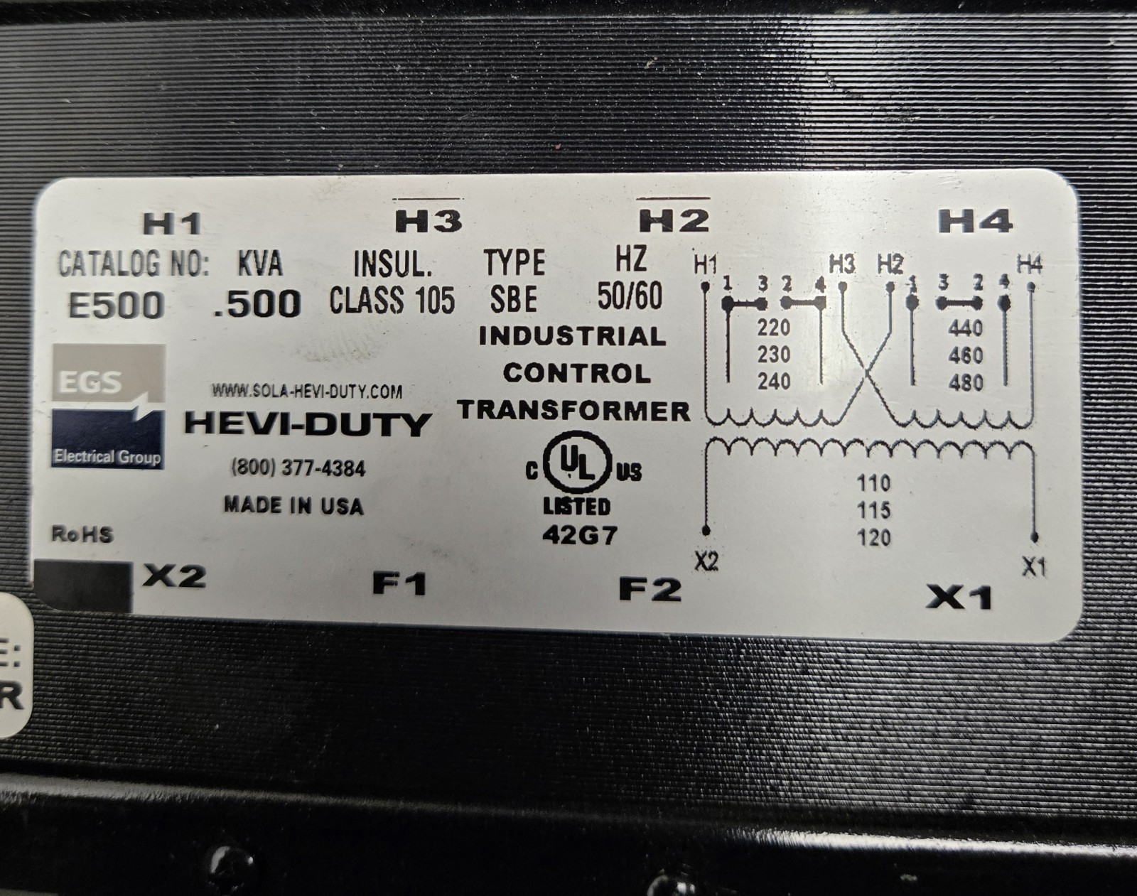 HOFFMAN A12108CH MOTOR CONTROL UNIT W/ TRANSFORMER E500, POWER SUPPLY.