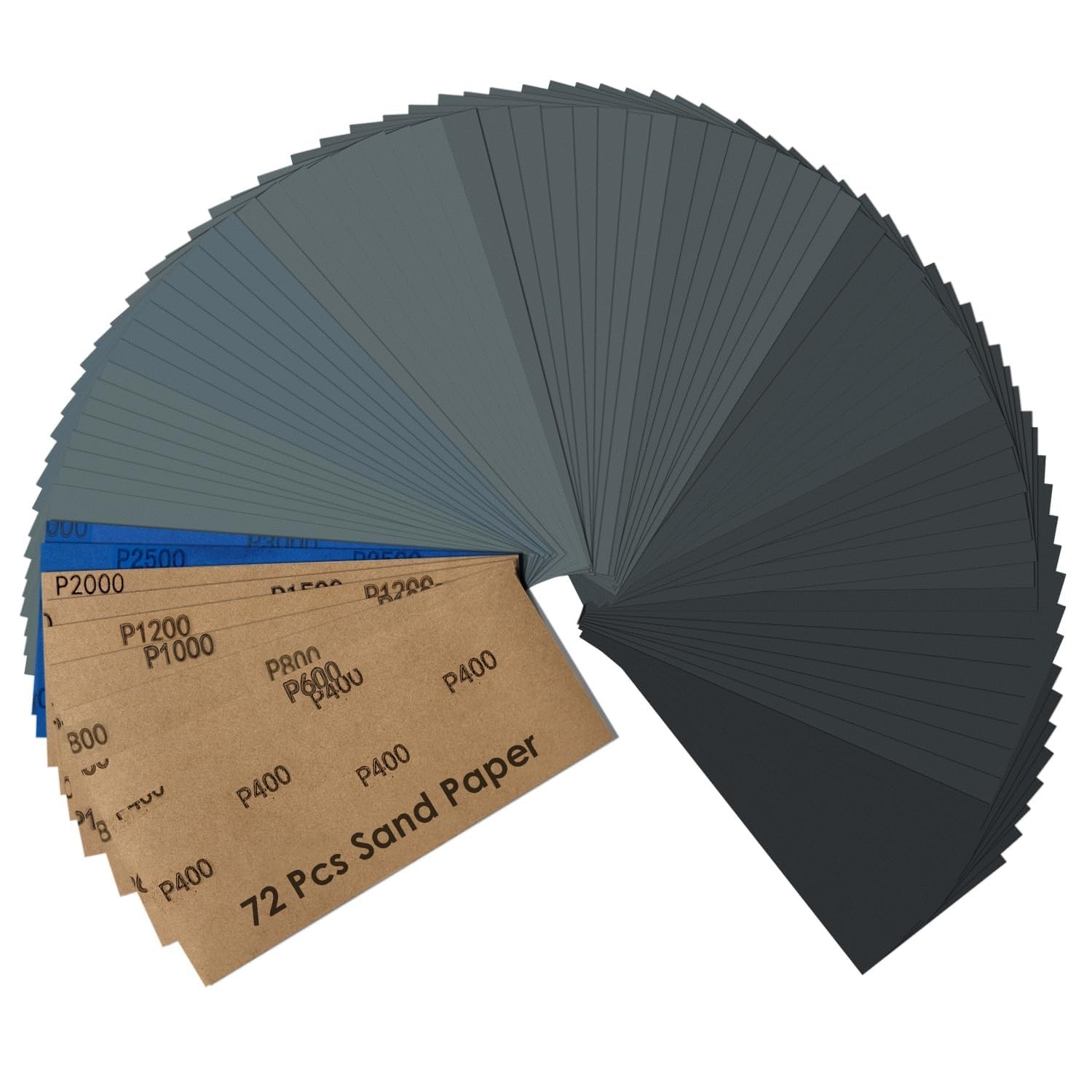 Wet Dry Sandpaper 72 Pack Multi Grit 400 3000 for Automotive Wood Finishing NEW