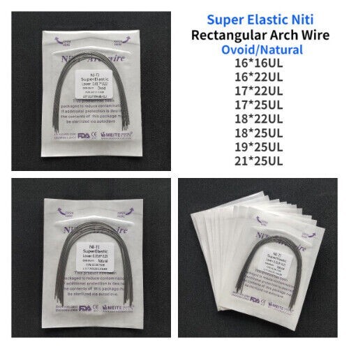 10 Packs Dental Super Elastic Niti Rectangular Arch Wires Ovoid Natural