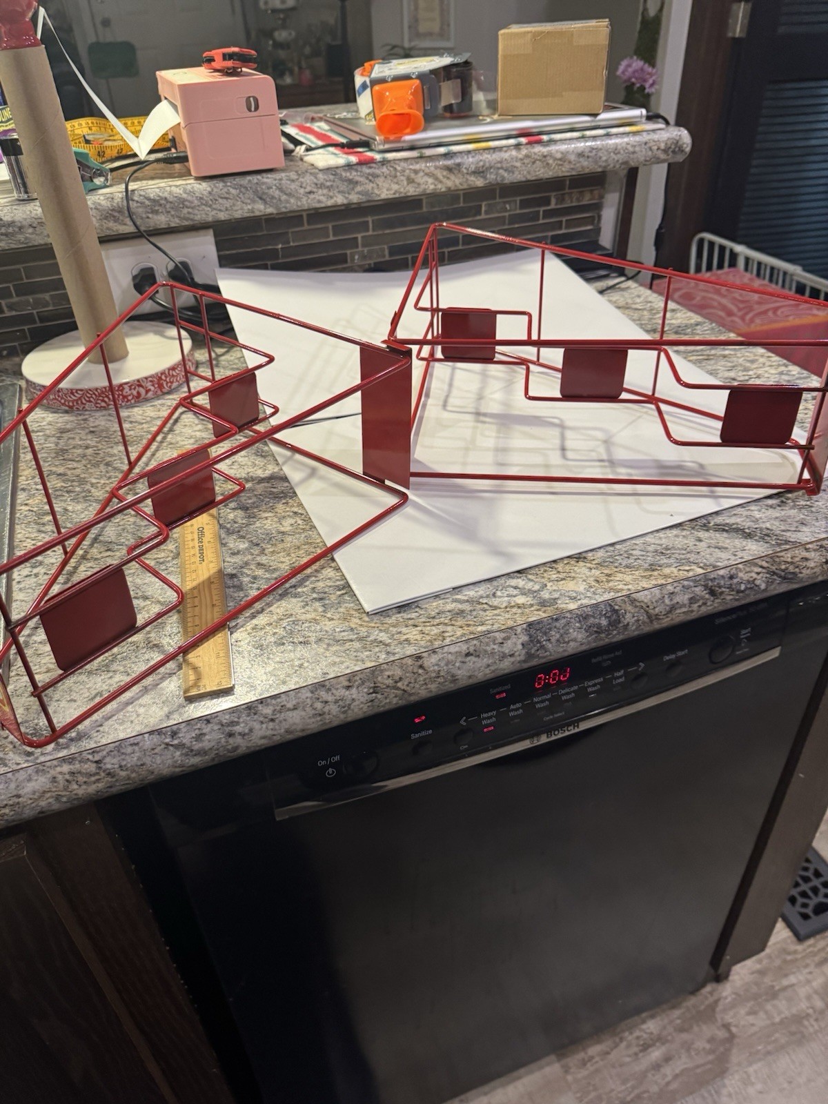 2 Slim Jim Metal Countertop Display Racks 3-Slot Red Snack Holders