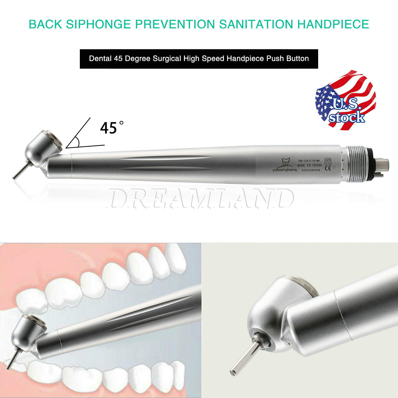 1-5* Turbina Dental 45 Grados Pieza de Mano Quirúrgica de Alta Velocidad WCA4