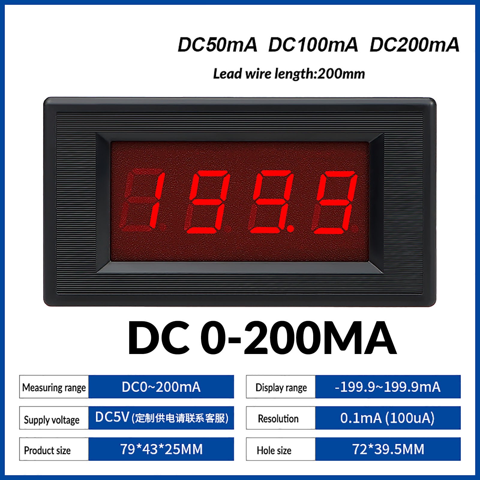 DC 0-1000V/1000A Digital Voltmeter Ammeter 3Digit LED display Tester Panel/Shunt