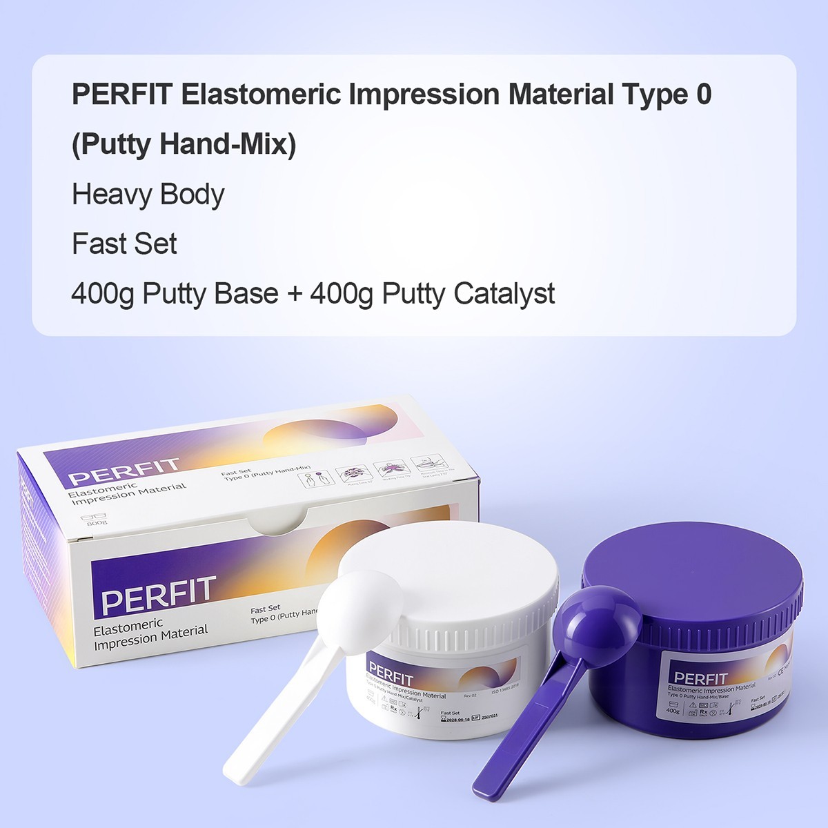 AZDENT Dental Impression Material Putty Normal/Fast Set Base+Catalyst Kit 400g*2