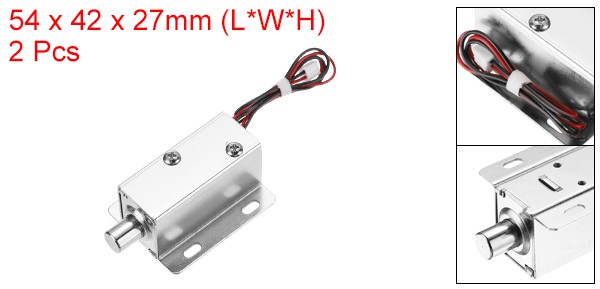 2Pack DC 12V 0.8A Electromagnetic Solenoid Lock Door Drawer Magnetic Lock