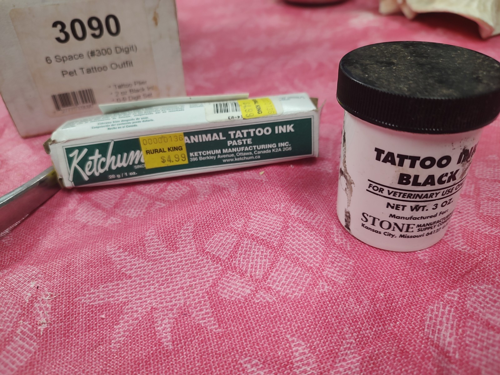 Pet Tattoo Kit #300 w/o Ear Release Small Animal 6 space