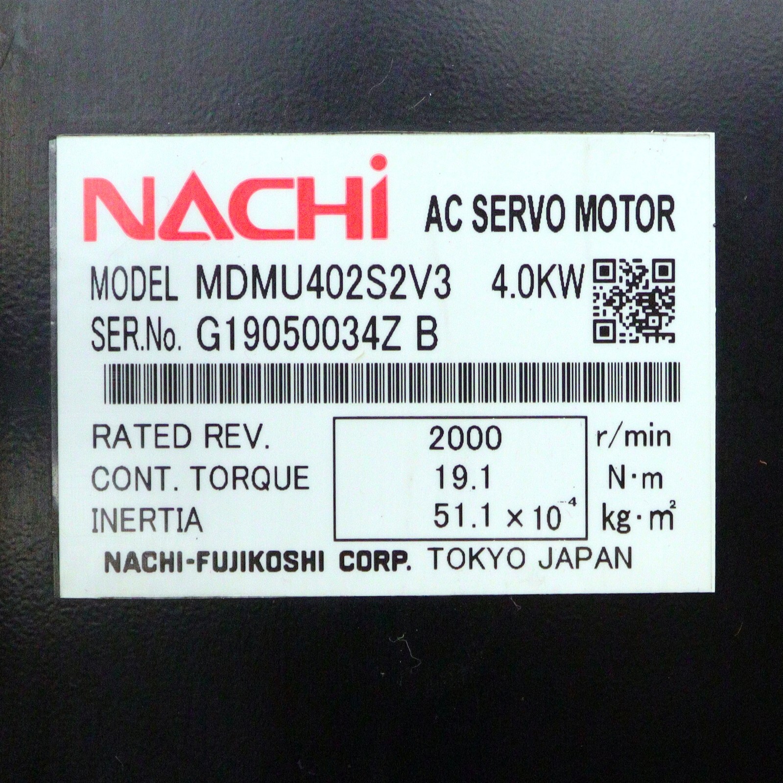 NAC AC Servo Motor MDMU402S2V3