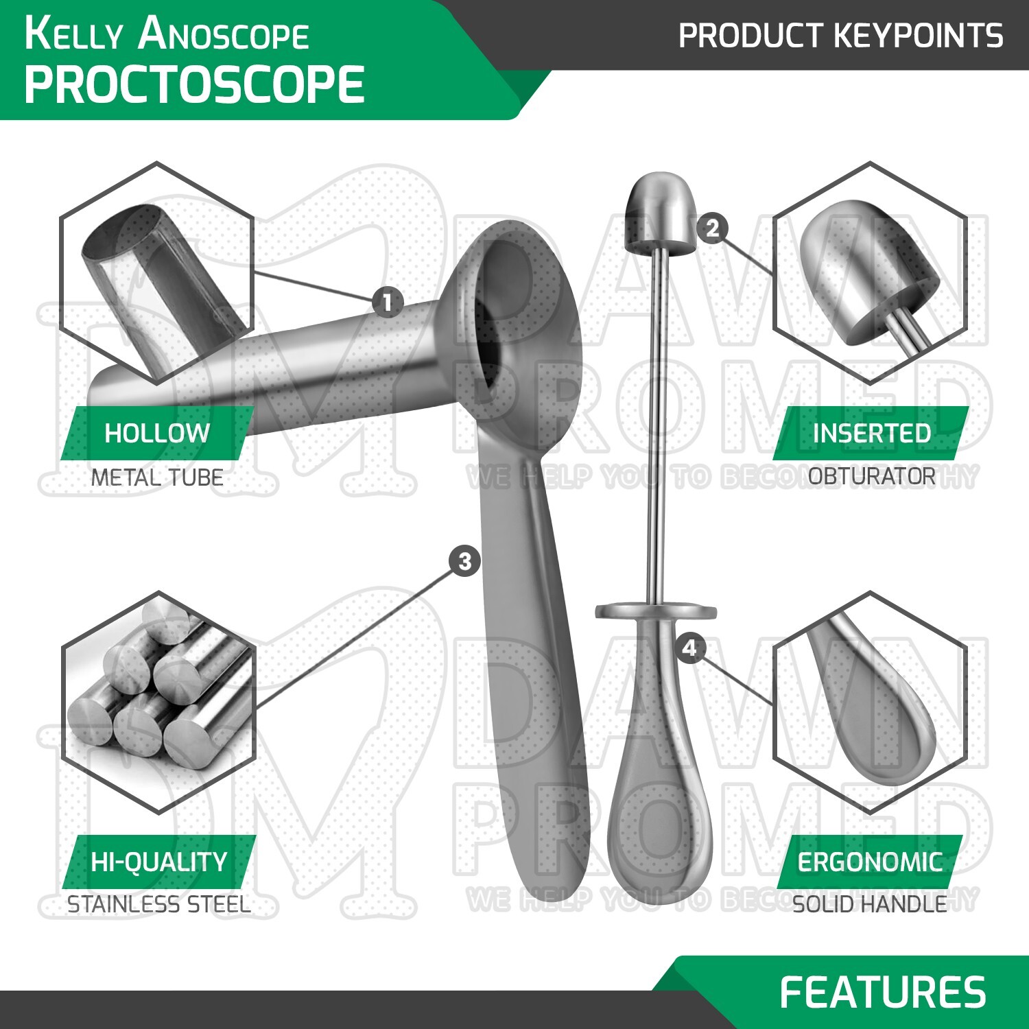 Kelly Anoscope Proctoscope 22 X 100mm Rectal OB/GYN Urology Instrument German Gr