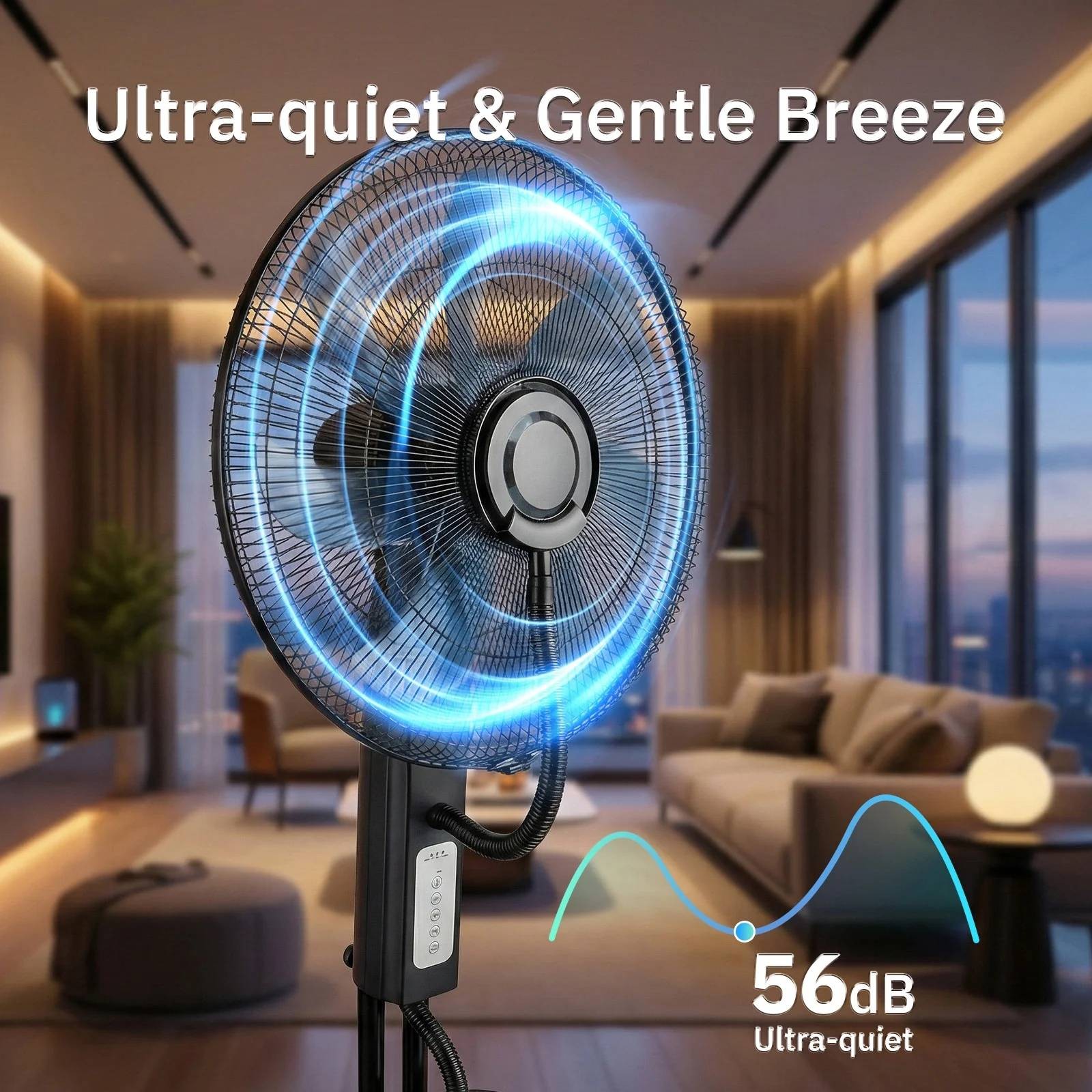 18 inch Portable Misting Cooling Fan w/120° Oscillation, 3 Speeds 5L Water Tank