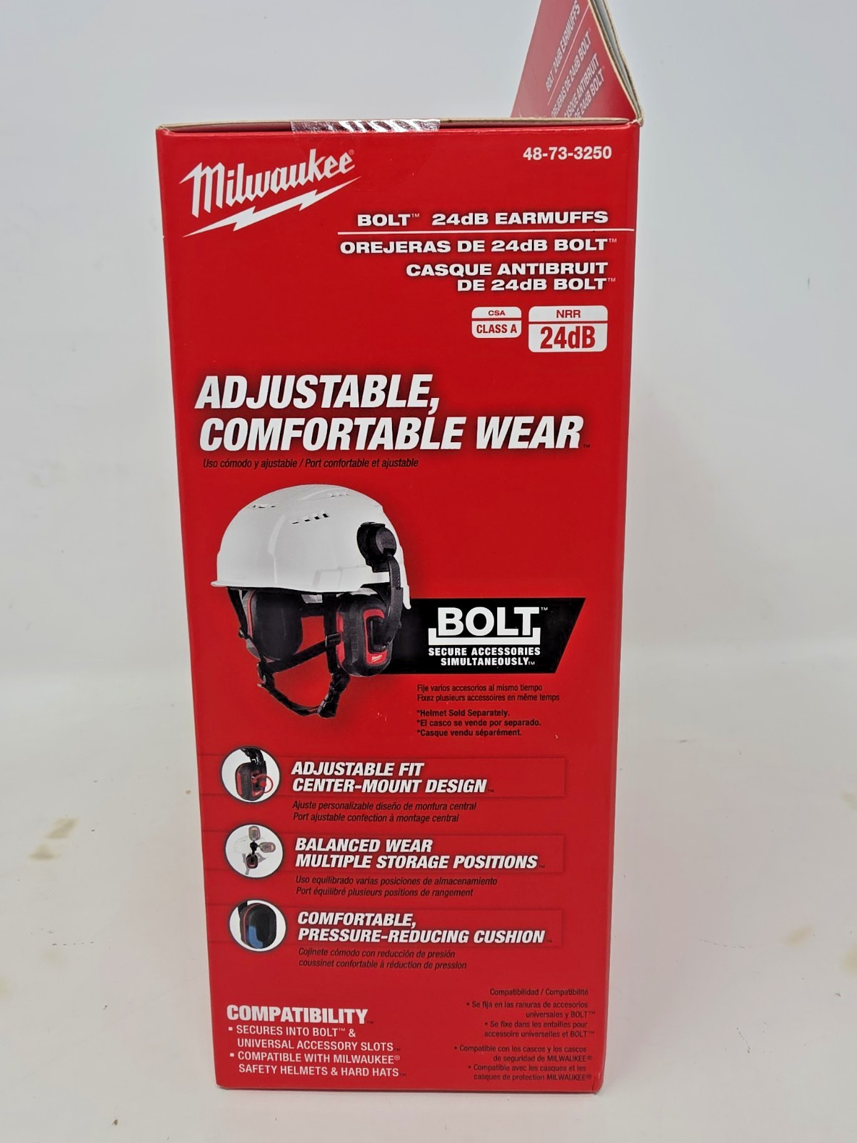 Milwaukee 48-73-3250 BOLT 24dB Earmuffs, Use with Safety Helmets and Hard Hats.