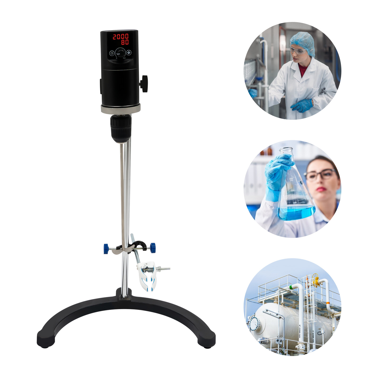 120W Electric Overhead Stirrer Max.40L Digital Lab Mixer Time & Speed Adjustable