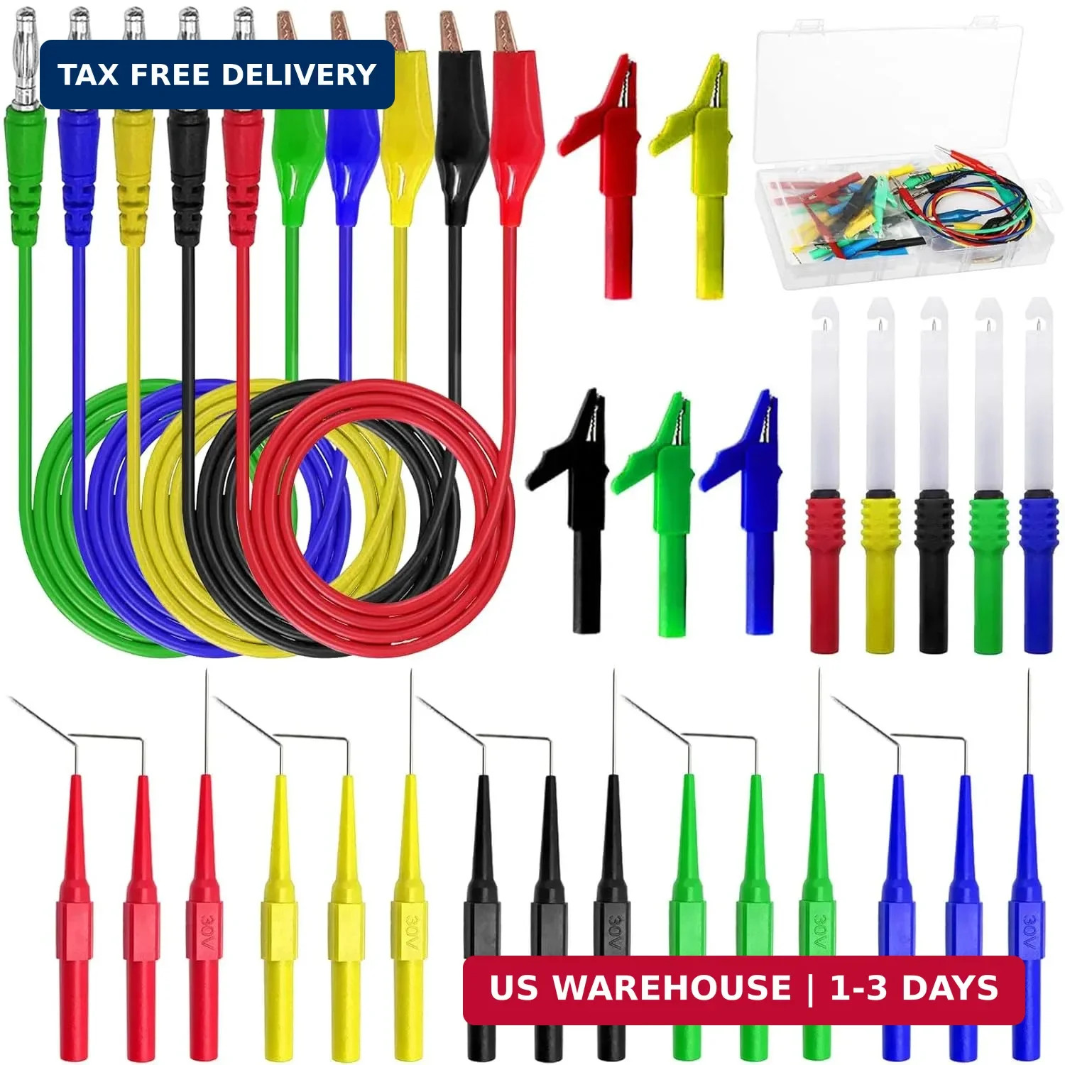 Linkhood 31PCS Back Probe Kit, Banana Plug to Copper Alligator Clip Automotive T
