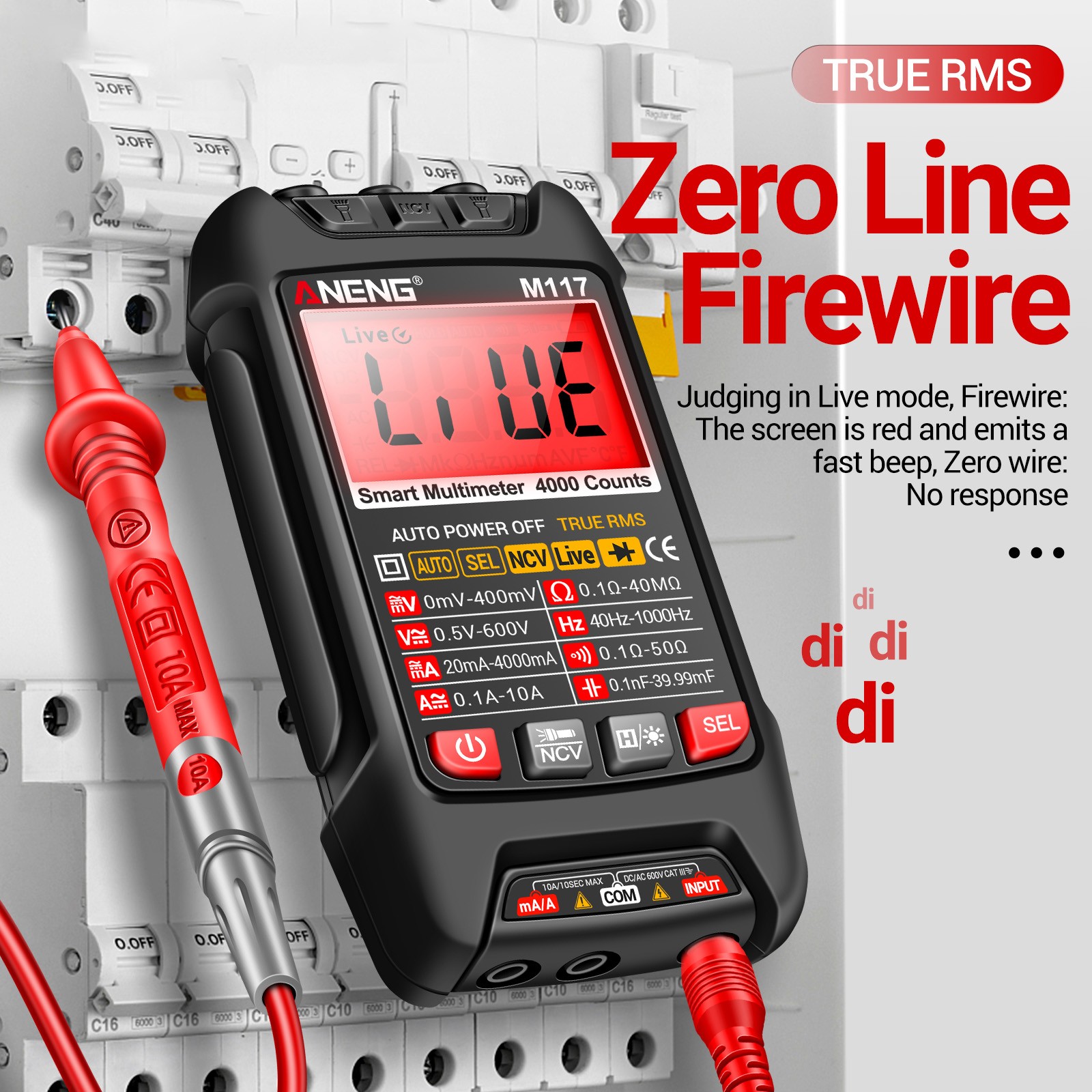 M117 Multimeter Smart Digital 4000 Counts AC/DC Voltage Current CKPM
