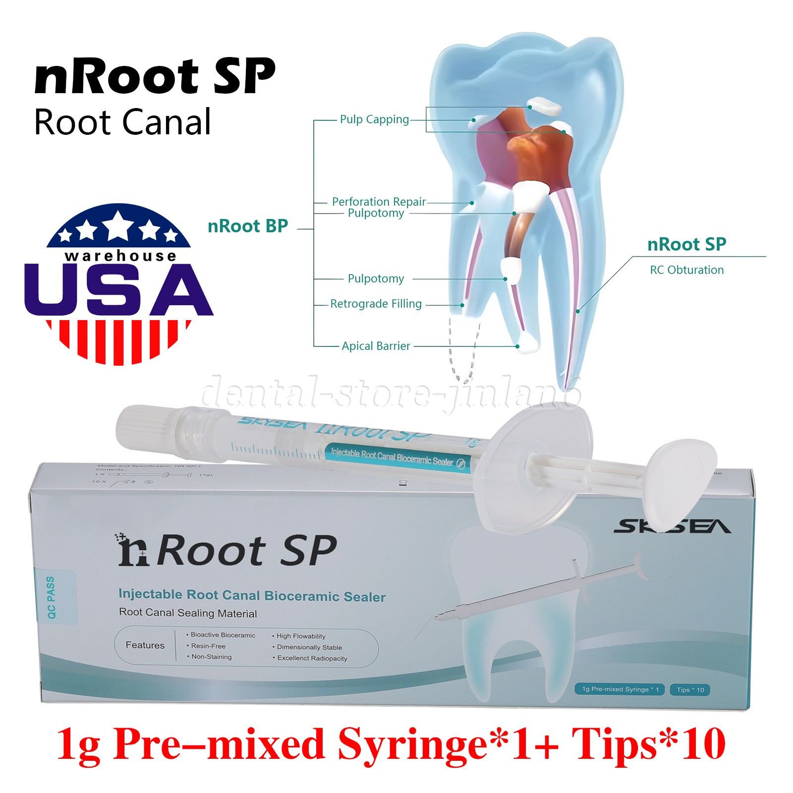 Dental Endo Materials Injectable Root Canal Bioceramic Sealer 1g Pre-mix Syringe