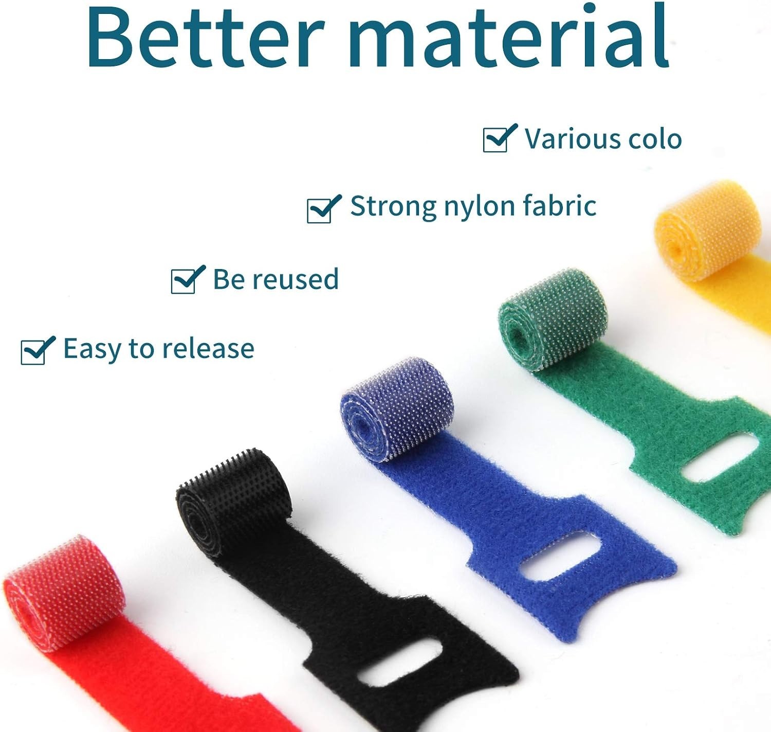 Cable Ties 6 Inch Reusable Hook Loop Fastener Strap Nylon Multicolor 50 Pack …