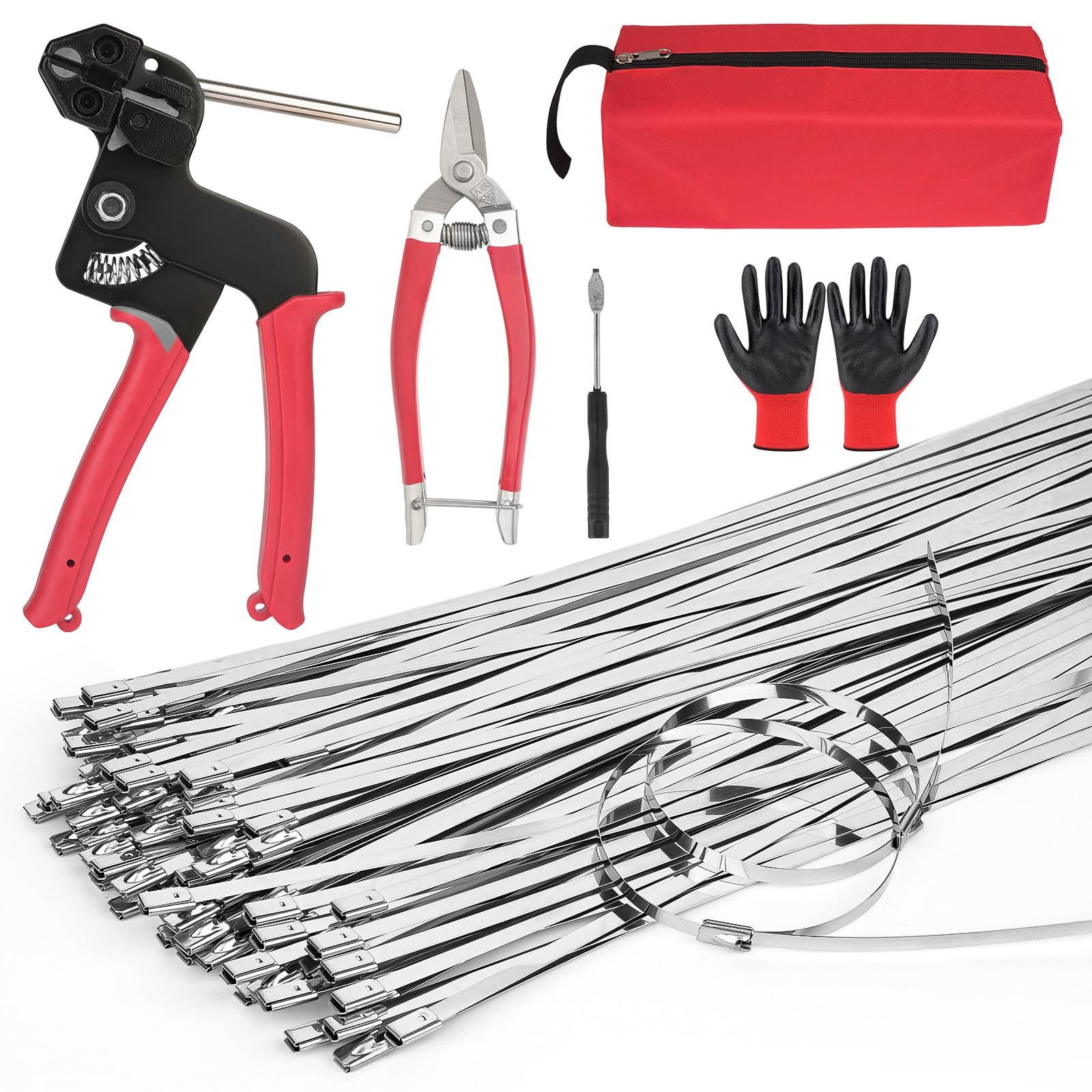 Stainless Steel Zip Ties 100 Pcs 11.8 Inch Heavy Duty Cable Tie Tool 200LB Outdo