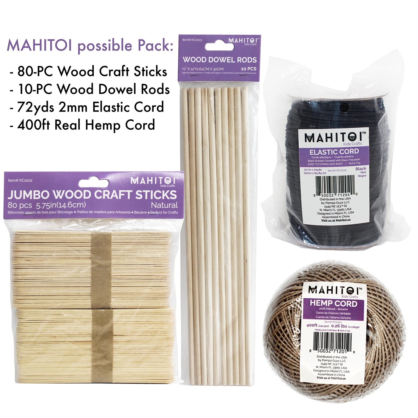 MAHITOI Dowel Rod Unfinished Hardwood 1/4 x 12 inches 12 tall, Natural
