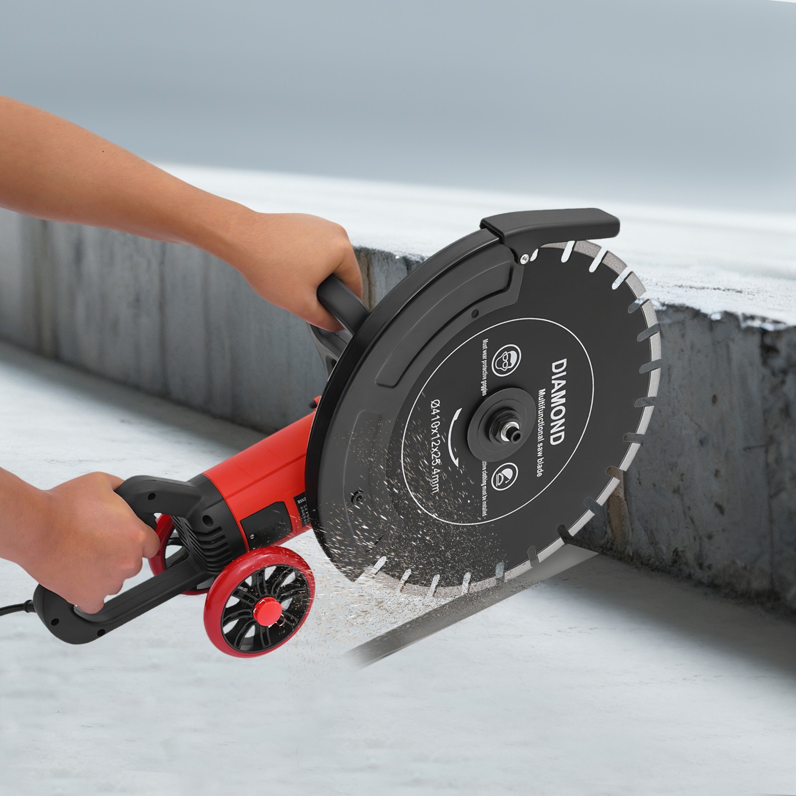 16” Electric Concrete Saw Wet/Dry Saw Cutter with Water Pump and Blade 5800W US