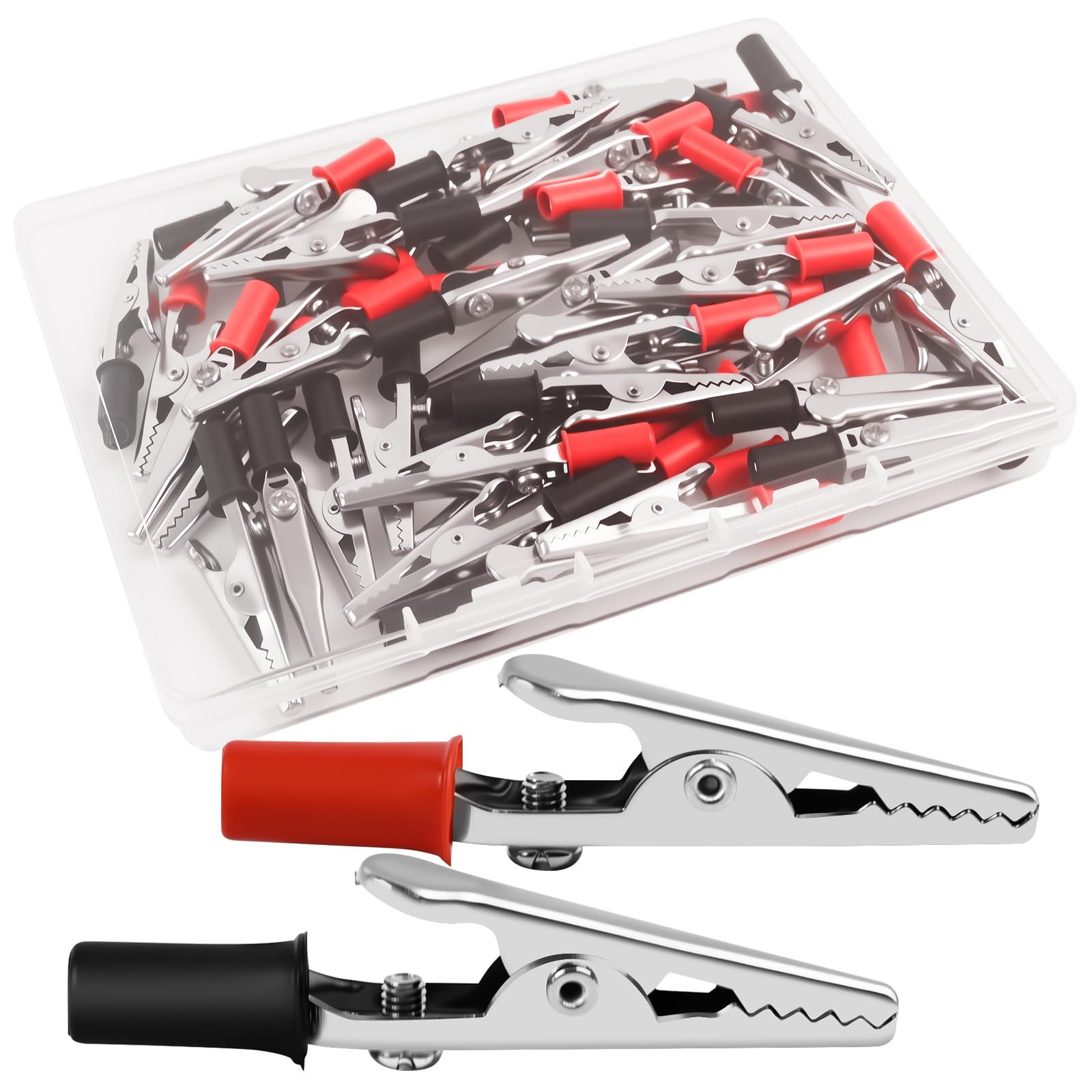 50PCS Small Alligator Clips Electrical Test Clamps with Plastic Red, Black