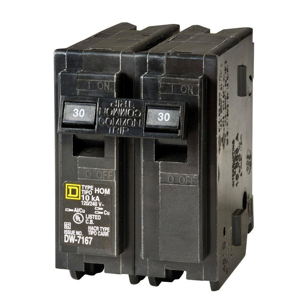 Lot of 2 Square D HOM20 Circuit Breaker 2-Pole 30 Amp 120/240 Volt AC Homeline