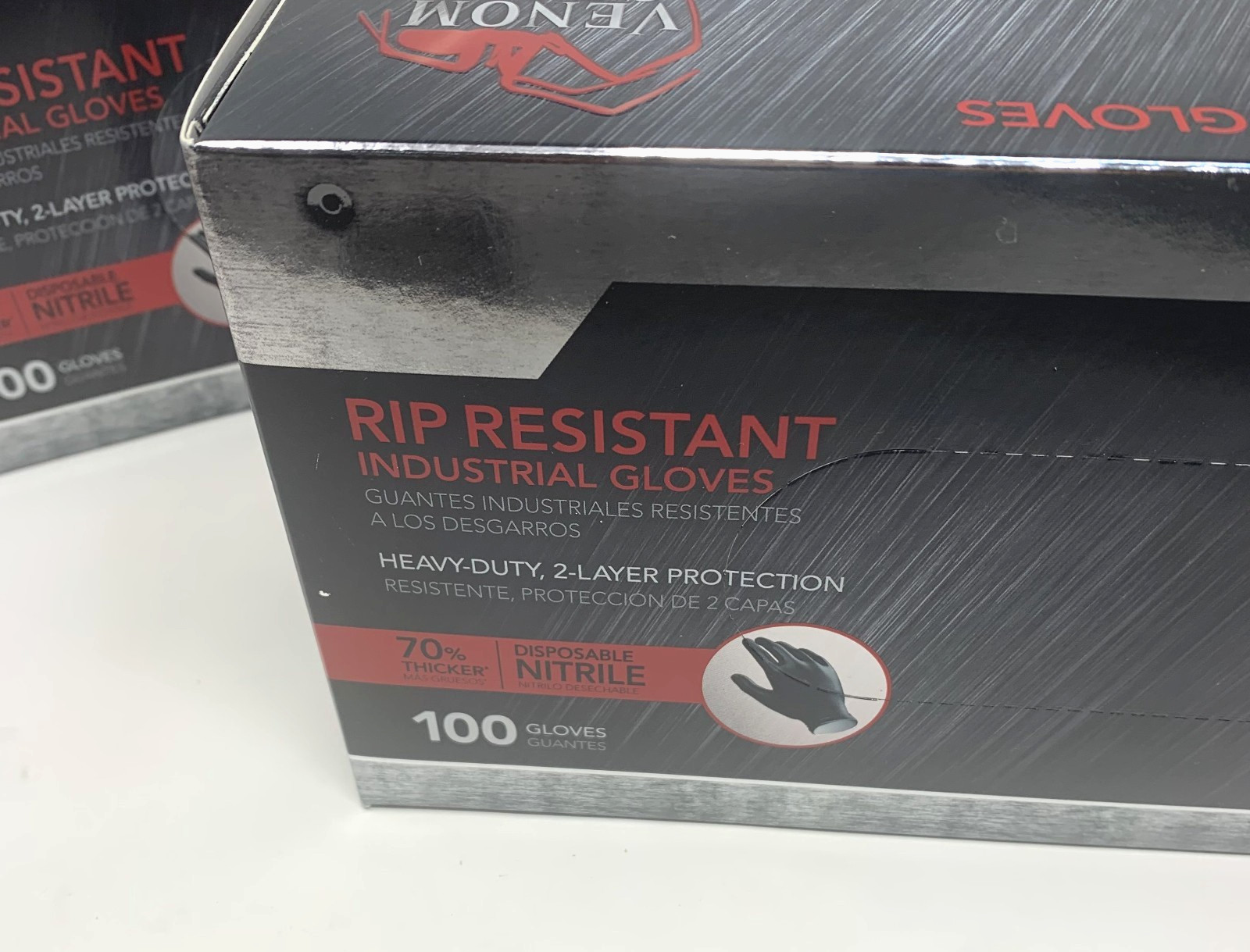 VENOM STEEL Nitrile Gloves Rip Resistant One Size Fits Most 2 Pack 100 each box